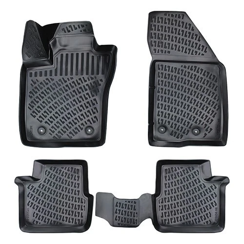 SPRINT Tappetini Auto Su Misura In Moquette Antiscivolo Per Fiat Tipo 5 Porte E SW (2017-2020) E Hatchback/SW/Cross (2021+), Nero Con Bordatura Grigia