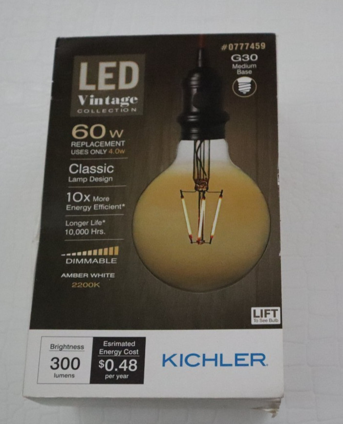 Kichler lighting vintage 60w dimmable amber vintage led light bulb AMBER WHITE