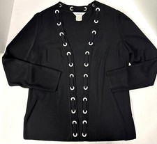 MISOOK Women's Black Classic Knit Long Sleeve Open Front Cardigan Jacket S h15