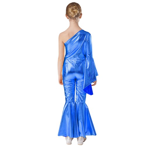 Kids Girls Dance Jumpsuit One Piece Bodysuit Shiny Romper Metallic Playsuit - Picture 45 of 95