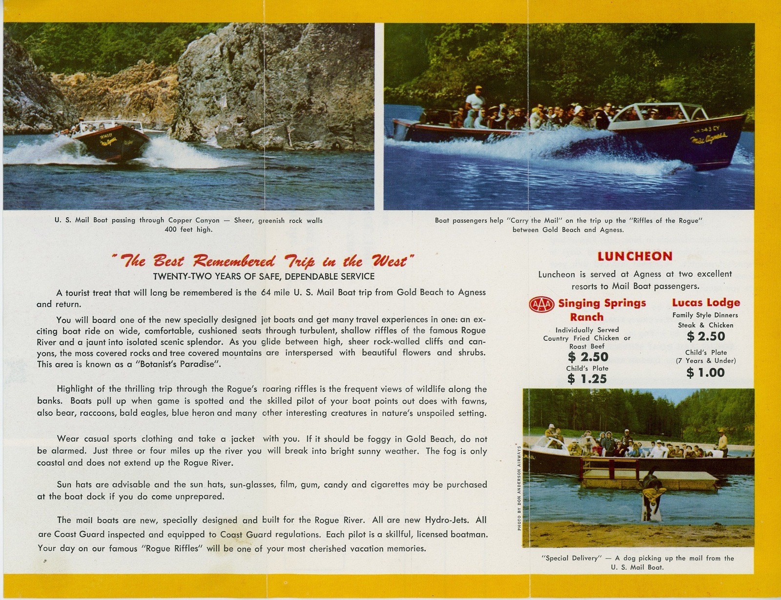 Oregon Mail Boat Rides 1960s Rogue River Tours Mail Boat Service Gold Beach Oregon OR Tours | eBay