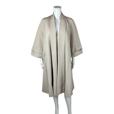 Vintage 50s Open Coat Womens Medium Beige Textured Evening Opera Overcoat
