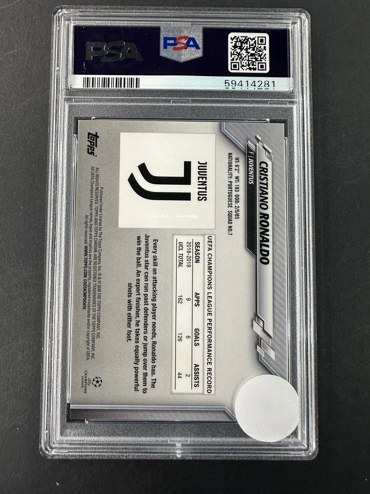 2019-20 Topps Chrome UEFA UCL Sapphire - Cristiano Ronaldo #100  PSA 10 - Image 2 of 2