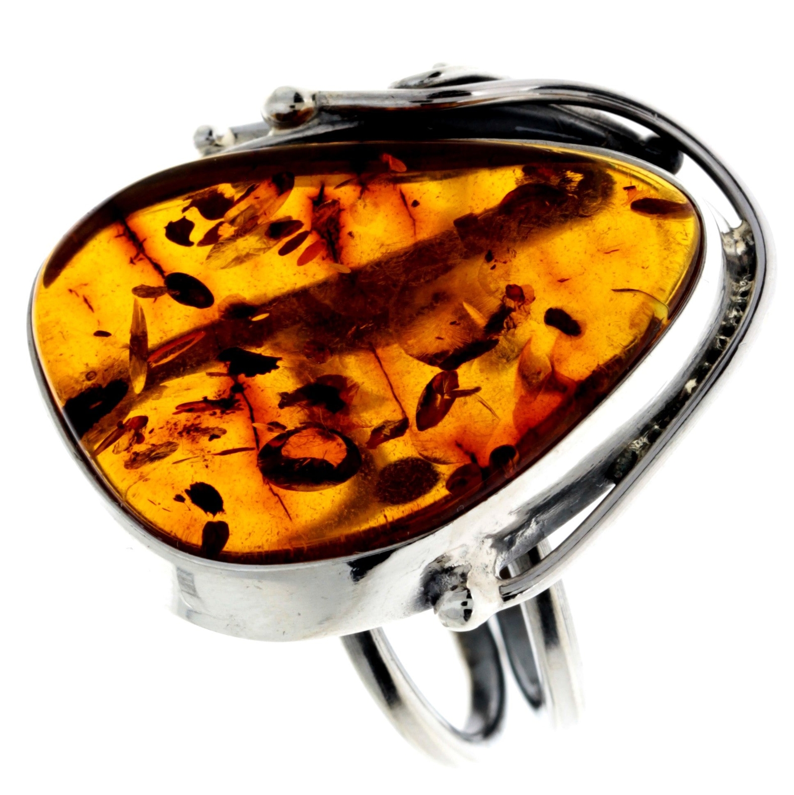 Bague En Argent Sterling 925 Avec Ambre Cognac Baltique Unique - Réglable, Fait Main