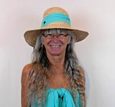 BEACH SUN HAT 4" Brim UPF PROTECTION Sun n' Sand with CHIFFON SCARF 5 COLORS