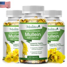 New Mulittea Mullein Leaf Capsules 1000mg Support Lung Cleanse Capsules