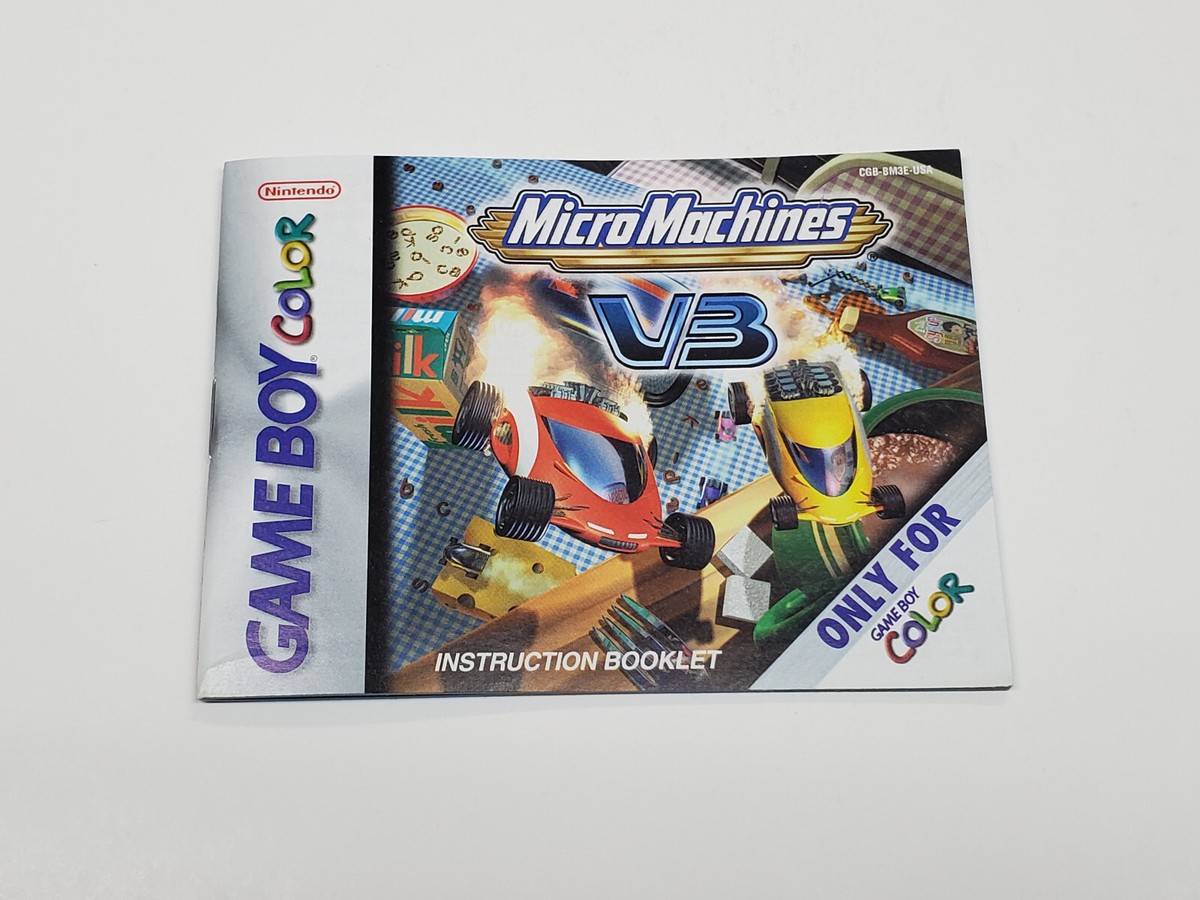 Micro Machines V3 Authentic Nintendo Game Boy Color Box & Manual