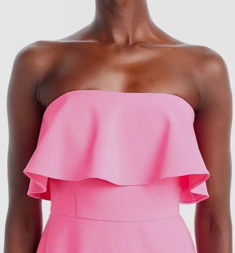 Aidan Mattox womens Strapless Popover Long Column Gown size 6 Neon Pink $220 - Picture 4 of 13