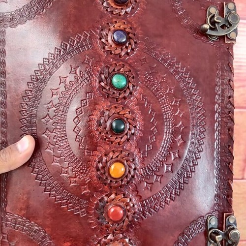 New Handmade Leather journal Seven Stone Antique Notebook Sketchbook Pack of Two - Picture 3 of 7