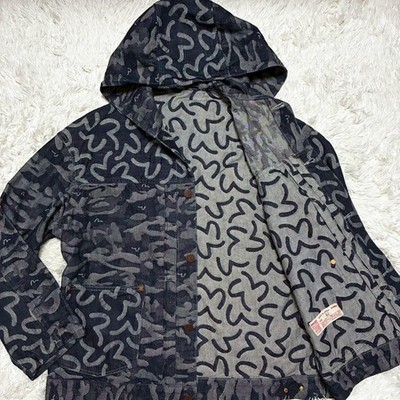 EVISU Denim Hoodie All Over Logo Print Japan Made Authentic from Flagship Store