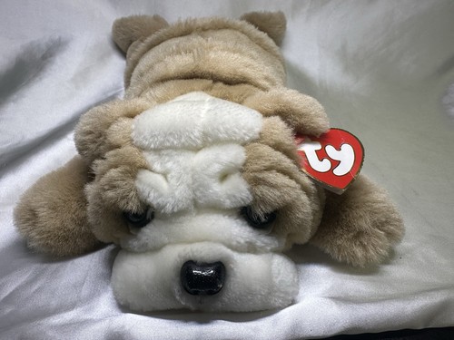 1995 Ty Beanie Buddies Churchill The Bull Dog Pug Puppy 12" Plush Toy - Picture 2 of 3