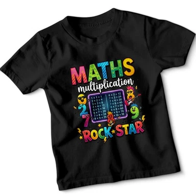 PRINTVOLT Maths Multiplication Rock Star Education Mathematics Kids T-Shirt Boys Girls Fun