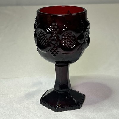 Vintage Avon Ruby Red Cape Cod 8 Oz. 6'' Wine Water Glass Goblet 3-1/2'' Wide