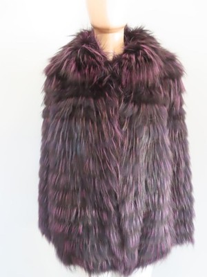 BASLER Purple/Black Dyed Silver Fox Jacket Size 42/US 6
