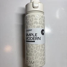 Simple Modern Summit white leopard 18oz Water Bottle Stainless Steel Insulated 