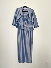 Vintage Cameron Blake by Mon Cheri Evening Gown Blue 2piece Wedding NYE Awards