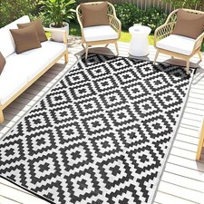 Waterproof Outdoor Rug for Patio 6 X 9 Ft, Reversible Plastic Straw Mat for Camp