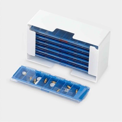 melipul Medikamenten-Dosierer XL-8 f. 1 Woche mit blauen 7 MW-Dispenser 8 Fächer