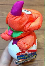1993 Fisher Price Baby Dino Roar Neon Egg Orange Triceratops Dinosaur Puffalump
