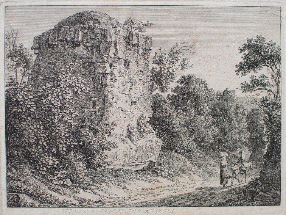 Johann Christian Reinhart Tivoli Sepolcro antico Klassizismus Kupferstich 1792 - Bild 3 von 4