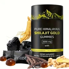 Himalayan Shilajit Gold Gummies 3000mg – 60 Gummies per Bottle | Choose 1, 2, 3