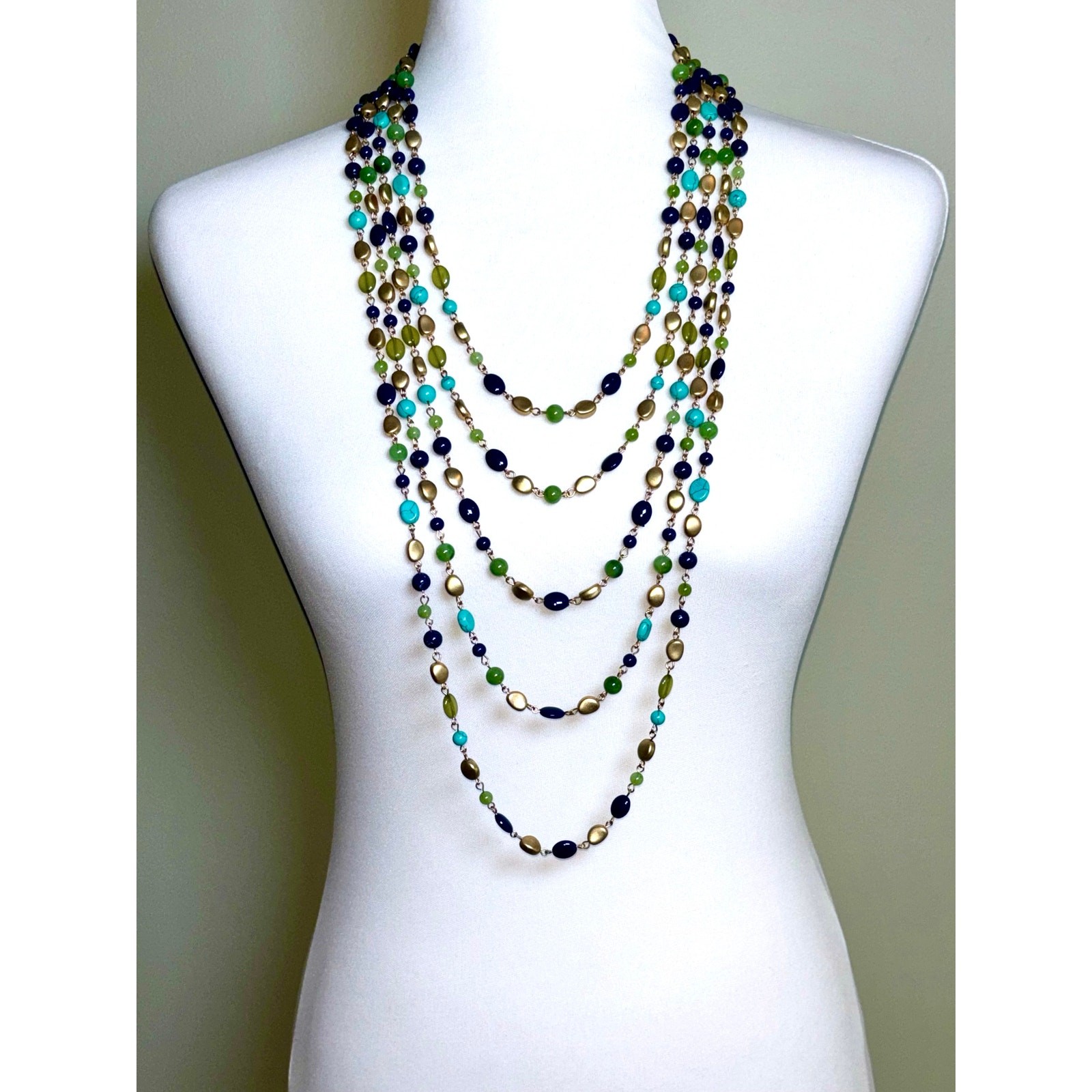 Vintage Multistrand Beaded Statement Necklace - B… - image 3