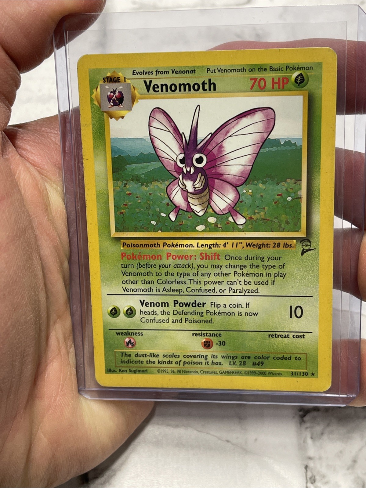 Pokémon Venomoth 31/130 Rare Base Set 2 Pokemon 2000 Vintage WOTC Card TCG MP+