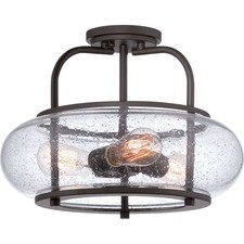 Trilogy - 3 Light Large Semi-Flush Mount - 12 Inches high-Old Bronze Finish