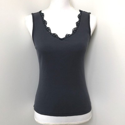 Tek Gear Ribbed Blue Tank Top Lace Trim