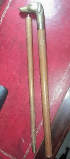 Vintage Collapsible Walking Stick / Cane Brass Dog Head Handle 91cm / 35.5"