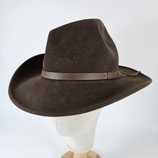 Dorfman Pacific Outback Wool Felt Fedora Hat Brown Four Seasons Small USA Made