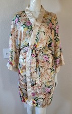 VTG VICTORIAS SECRET Crown Label Floral Satin Robe 80s royal gold floral size L