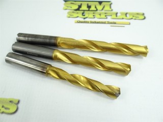 3 TiN COATED SOLID CARBIDE COOLANT THRU DRILLS 10.2MM 11MM & 11.9MM DIA