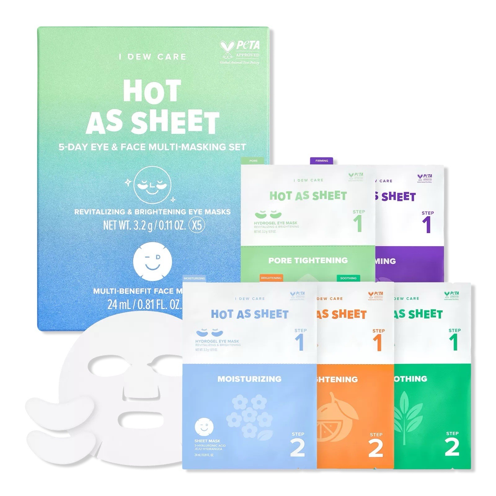 I Dew Care Hot As Sheet 5-Day Eye & Face Multi-Masking Set 10 Masks Total Sealed