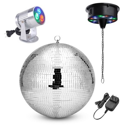Yescom 16'' Large Disco Ball with Motor and Light 6RPM Rotator & 3W RGB Spotlight