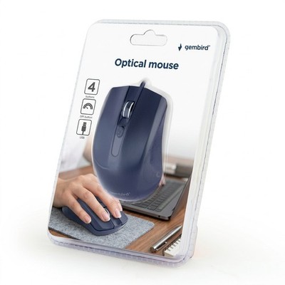 USB Maus 1200 DPI Optisch 4 Tasten Kabel Schwarz PC Laptop Gembird  Neu