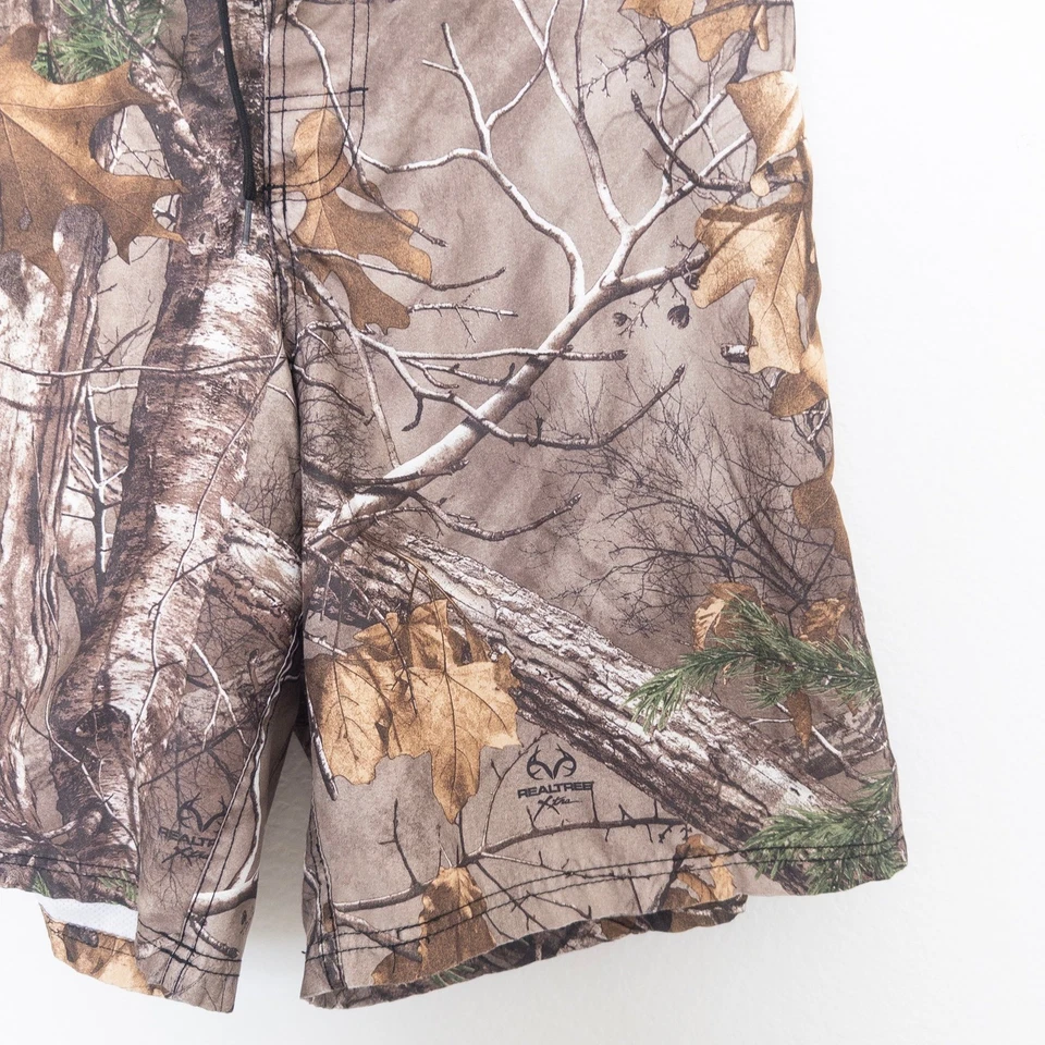 Shorts masculino Realtree tamanho G marrom camuflado forrado com cordão natação caça ao ar livre - Imagem 4 de 4