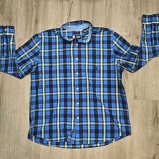 Chaps Men's XL Blue Plaid Button Down Easy Care Long Sleeve Shirt Top