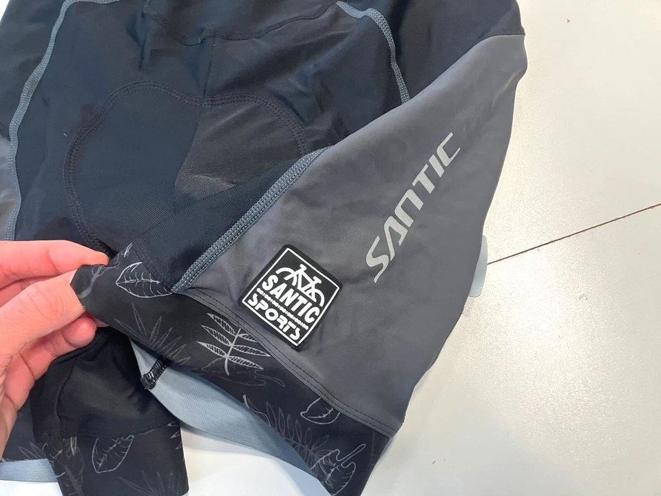 SANTIC SPORTS Negro/Gris Spandex ACOLCHADO CICLISMO BABEROS Bicicleta Carreras Gimnasio Pantalones Cortos Talla S Foto 3 de 4