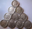 Roosevelt Dimes 90% Silver Circulated Condition Lot Of 10 Coins-LOT C