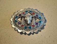Vintage 1996 GAP Solid Fine Pewter Belt Buckle 4283 - Southwestern - Bull Skull