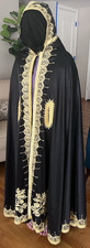 Arabic Bisht Cloak Black Gold Unisex Women Abaya Teen Boys Thobe Overcoat Eid 52