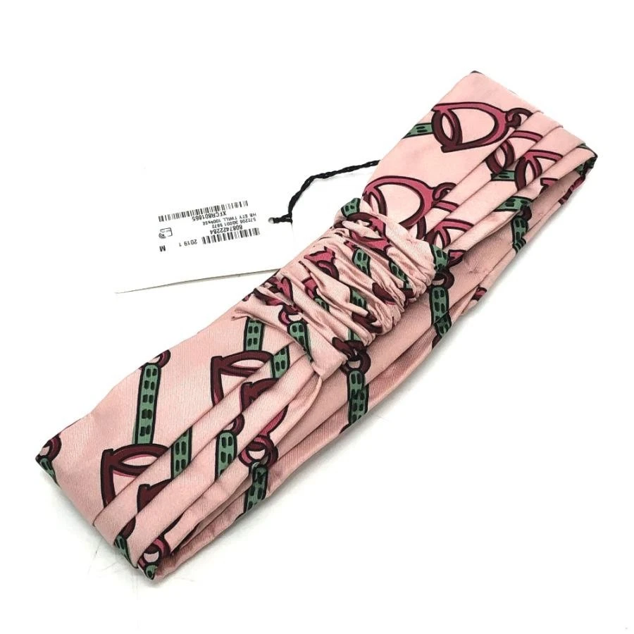 Bandeau GUCCI Horsebit soie rose femme L28 cm x H7,5 cm taille M accessoires