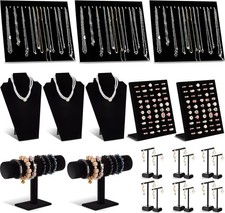 Henoyso 22 Pcs Velvet Jewelry Display Set for Selling Black