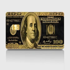 $100 dollar gold Debit Credit Card Vinyl Sticker Decal Money Bank Cash Cover