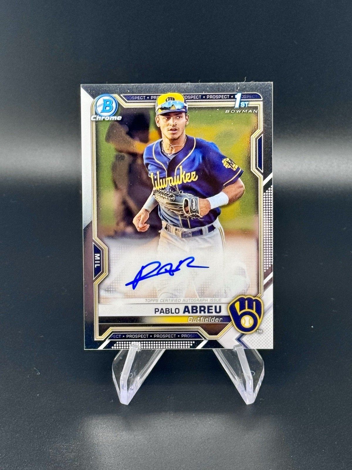 2021 Bowman Chrome Pablo Abreu Auto 1st Prospect #CPA-PA Brewers