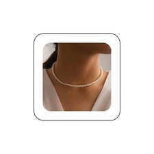 Bohemia Pearl Chain Choker Necklace Tiny Pearl Beaded Necklace White Pearl Choke