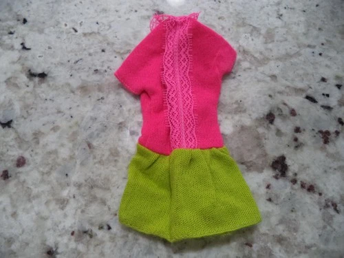 FANCY DANCY # 1858  - Pink & Green Dress - 1968-69 Vintage Mod Barbie Flaws Read
