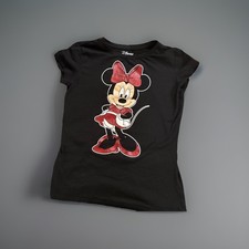 Girls' Minnie Mouse Glitter Bow Disney Short Sleeve T Shirt Black size XL