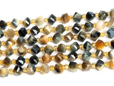 6MM Yellow Blue Tiger Eye Beads AA Natural Gemstone Faceted Cube Loose Beads